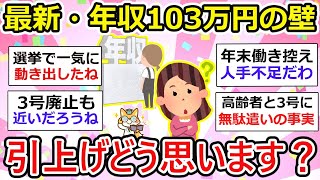 【有益】（2024年最新）年収103万円の壁、パート主婦も影響する引き上げ、どう思います？【ガルちゃん】 [upl. by Molton599]