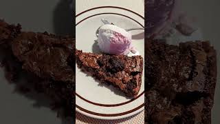 Home baked kladdkaka chocolate fudge cake eating yummy dessert delicious baking chocolate [upl. by Emmalynne]