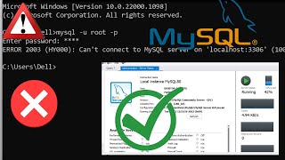 Cant connect to MySQL server on localhost3306 10061  MYSQL Error fix  solved [upl. by Ener]