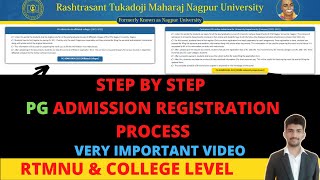 RTMNU Step by Step PG Admission Form Filling Process  Post Graduation Form Filling Process 2021 [upl. by Sikras]