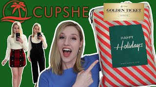 Cupshe Holiday TryOn Haul 😍  GOLDEN TICKET CHALLENGE [upl. by Notnelc]