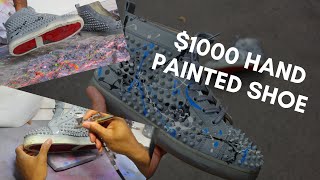 I HAND PAINTED a pair of 1000 CHRISTIAN LOUBOUTIN sneakers [upl. by Htezzil]