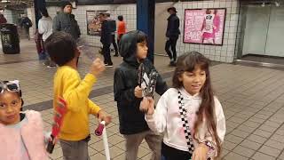 Jaya Goracand Prabhu Chants Hare Krishna at Times Square and Five Kids Play Shakers [upl. by Enomed]