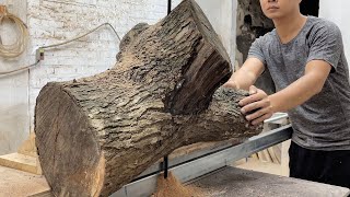 See How A Young Craftsman Reuses Worthless Tree Trunks To Design A New And Unique Coffee Table [upl. by Einegue]