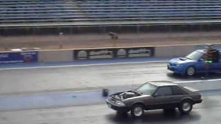 Turbo 331 T76 fox body mustang 14 mile 133 mph First shakedown pass [upl. by Apilef]