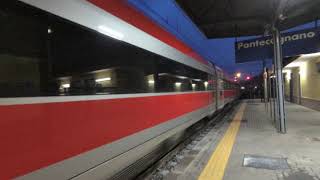 Frecciarossa 1000 ETR400 MilanoTaranto in transito nella stazione di Pontecagnano Salerno [upl. by Maynord]