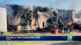 One person found dead in Ceres motorhome fire [upl. by Eppie]