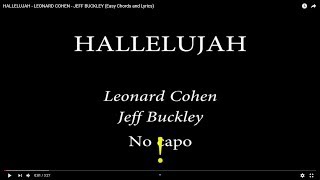 HALLELUJAH  LEONARD COHENJEFF BUCKLEY easy Chords and Lyrics [upl. by Eloci]