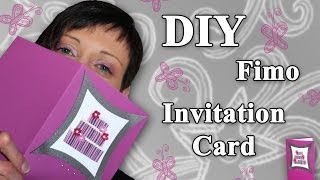 FIMO Karte Polymer Clay Invitation Card  Tutorial HDDE ENSub [upl. by Nojad]