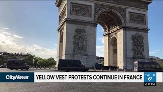 Yellow Vest protests continue in Paris [upl. by Aneelad]