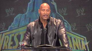 The Rock talks at the WrestleMania 29 Press Conference [upl. by Eluk]