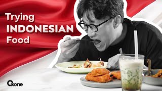 Oxones Korean Partner Trying Indonesian Food [upl. by Airtap192]