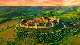 Most tiny and beautiful Italian village  Monteriggioni Italy 4k  Walking Tour 4K60fps HDR [upl. by Storer486]