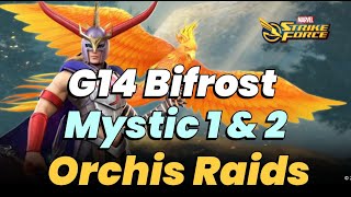 ORCHIS MYSTIC RAIDS NODES 1 amp 2 G14 BIFROST STILL WORKS OMEGA RAID GUIDE  MARVEL Strike Force [upl. by Leunamme]