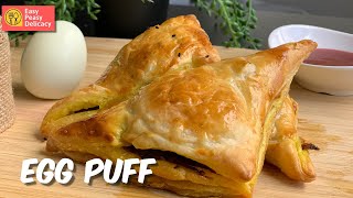 How to make Egg Puff in oven at home  Easy Bakery style Egg Puff  Easy puff pastry appetizer [upl. by Weed]