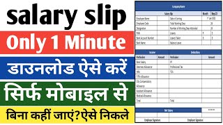 Salary Payslip Download Kaise Kare  Salary Slip Kaise Nikale  Salary Slip Download Online [upl. by Yecnahc]