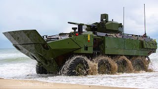 US Marines New Amphibious Combat Vehicle With 30mm Cannon [upl. by Erdnael]