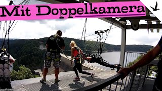 Seilbahn im Harz 🚩 Ohne Kabine und Sessel über die Rappbodetalsperre [upl. by Jorey]