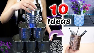 10 MANUALIDADES ♻️Como decorar LATAS de una manera diferente [upl. by Ashia242]