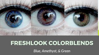 Freshlook Colorblends on DARK EYES  Blue Amethyst amp Green [upl. by Negaem]