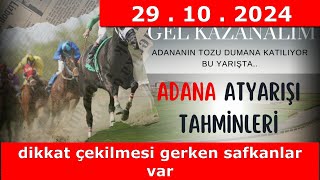 29 ekim 2024 Salı Adana At Yarışı Tahminleri At Yarışı Yorumlaryoutubetjkcanlı bahiscanlıTV [upl. by Aynam]