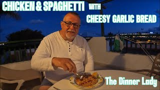 CHICKEN amp SPAGHETTI WITH CHEESY GARLIC BREAD IN LANZAROTE [upl. by Padgett]