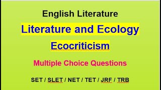 Literature and Ecology  Ecocriticism literatureandecologyecocriticismmcqsetnettetjrftrb [upl. by Anaujahs]