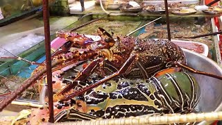 Hong Kong Wet Market and LIVE LOBSTER cutting Amazing Seafood Hong Kong [upl. by Ahsyat]