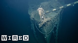 Sunken WWII Aircraft Carrier  First Look At Shipwreck  WIRED [upl. by Enirhtac]