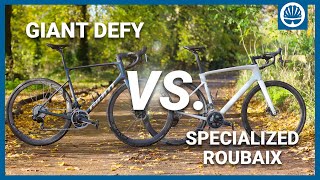 Giant Defy Vs Specialized Roubaix SL8  Which Is The Best Endurance Road Bike [upl. by Hadias]