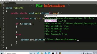 java program to display the file information  Learn Coding [upl. by Fredrick]