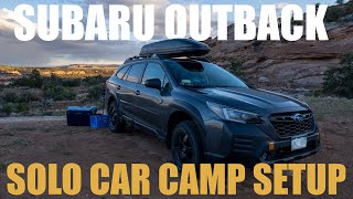 Solo Car Camping Setup  Subaru Outback Wilderness [upl. by Sira724]