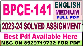 bpce 141 solved assignment 202324  bpce 141 solved assignment 2024 in English  ignou bpce 141 [upl. by Lemire]