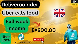 deliveroo rider uk full week income Uber eats food delivery [upl. by Krawczyk]