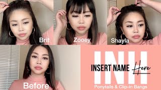 Insert Name Here INH Hair Ponytails and Clipin bangs  TRY ON amp REVIEW  Life with Ezra [upl. by Newra]