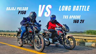 Tvs Apache RTR 1602v VS Bajaj Pulsar P150 Drag Race  Paisa Vasool Race😱  KSC VLOGS [upl. by Ynohta375]