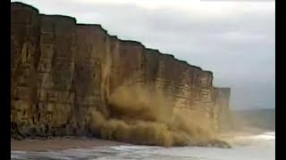 CCTV captures shocking 1000 tonne cliff fall at West Bay [upl. by Forster]