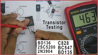 How To Transistor Testing Digital Multimeter  Transistor Test  BD136  2n3904  C828  BC547 [upl. by Revolc]