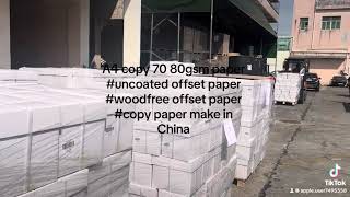 A4 copy 70 80gsm paper uncoated offset paper woodfree offset paper copy paper make in China [upl. by Noiek]