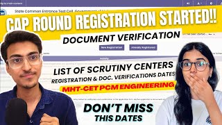 🚨 CAP ROUND REGISTRATION Started  Important Dates Scrutiny Center List  MHT CET 2024 Counselling [upl. by Enileuqcaj793]