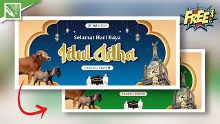 Tutorial Edit DESAIN SPANDUK BANNER Hari Raya Idul Adha 1444 H  Spanduk Banner Idul Adha 2023 [upl. by Edda]