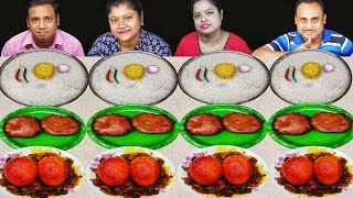 PANTA BHAT EGG MASALA CURRY ALOO VARTA CHOP EATING CHALLENGE  food family amp more [upl. by Mccandless]