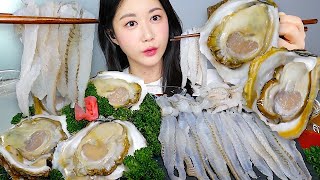 바위굴과 제철 도다리회🦪🐟✨바위굴 먹방 도다리회 먹방 Giant Oyster Raw Fish ヒラメの刺身 巨大生牡蠣  eating show  mukbang asmr [upl. by Sion83]