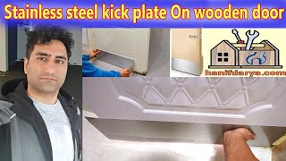 Stainless steel kick plate installation diy [upl. by Plafker]