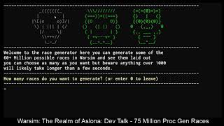 Warsim The Realm of Aslona Dev Talks  75 Million procedurally generated races [upl. by Leotie]