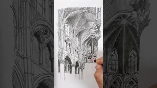 Gothic nave Architectural Perspective Sketch [upl. by Quarta535]