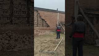 Use A Simple Wood Stick To Demolish Rural Red Bricks Building [upl. by Halet461]