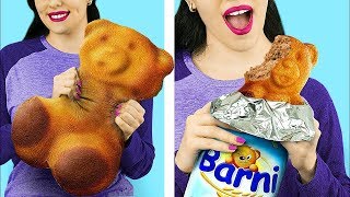 REAL FOOD vs XXL SQUISHY FOOD CHALLENGE   Vraie Nourriture ou Squishies XXL [upl. by Ettenig]