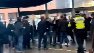 Reading and Bristol Rovers fans meet at Reading train station 👊🏼 [upl. by Etteiluj838]