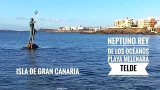 Neptuno El Rey de Los Océanos recupera su brazo y tridente en playa de Melenara Telde [upl. by Ahsatsan596]